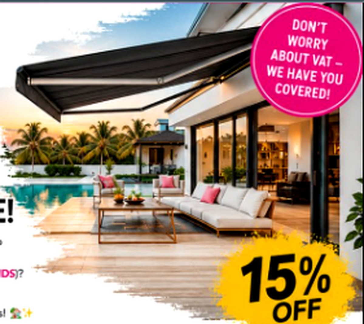 Modern patio with retractable awning
